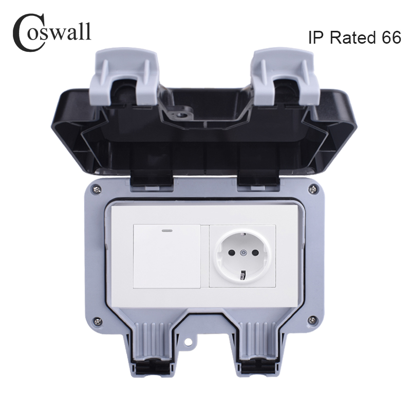 Outdoor Lighting With Outlet - Coswall IP66 Chống Chịu Thời Tiết