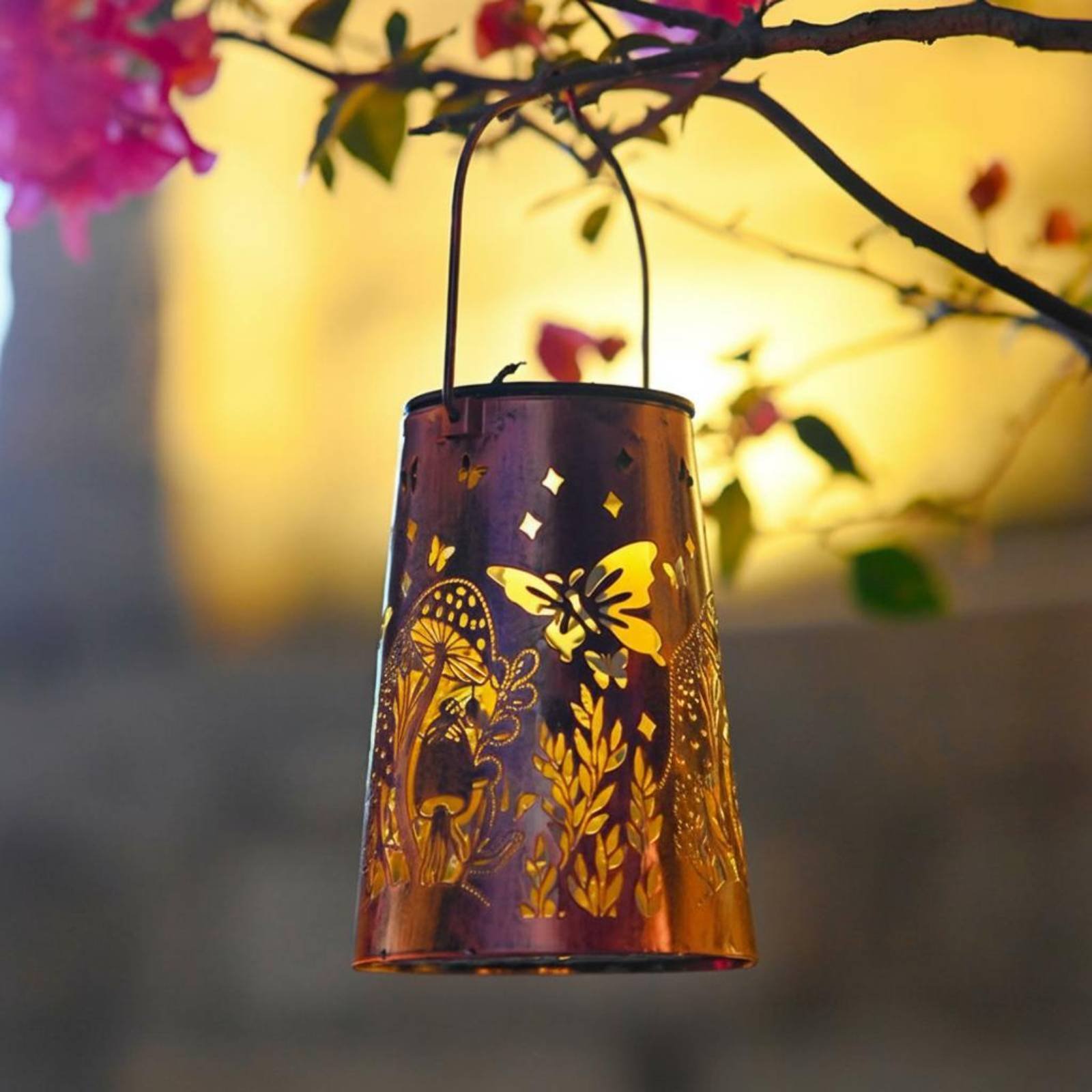 Solar Lantern Hanging - Floral Garden Lantern Pattern Garden Luminary