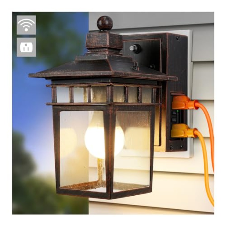 Outdoor Lighting With Outlet - Outdoor Light with GFCI Outlet, Dusk