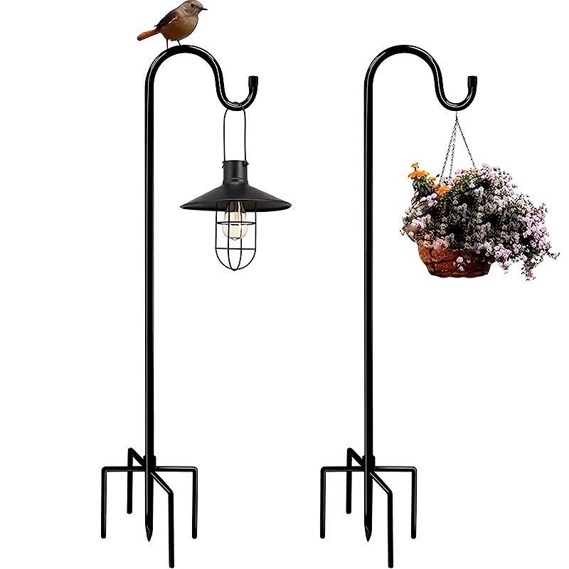 Solar Lantern Hanging - Heavy-Duty Shepherd's Hook (1-Pack) with 5-Prong