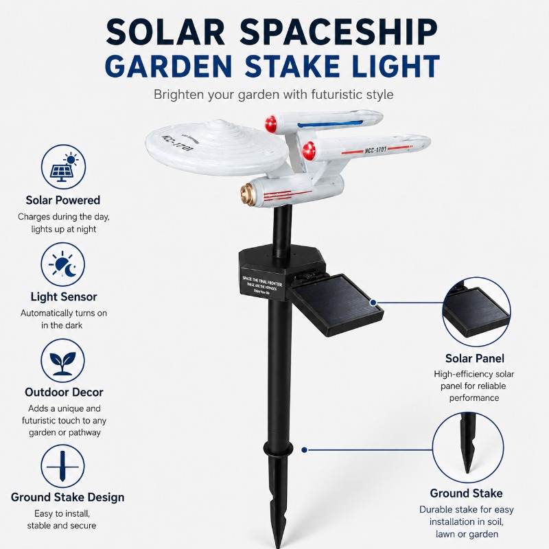 Photocell Outdoor Lighting - Star Trek USS Enterprise Solar Garden