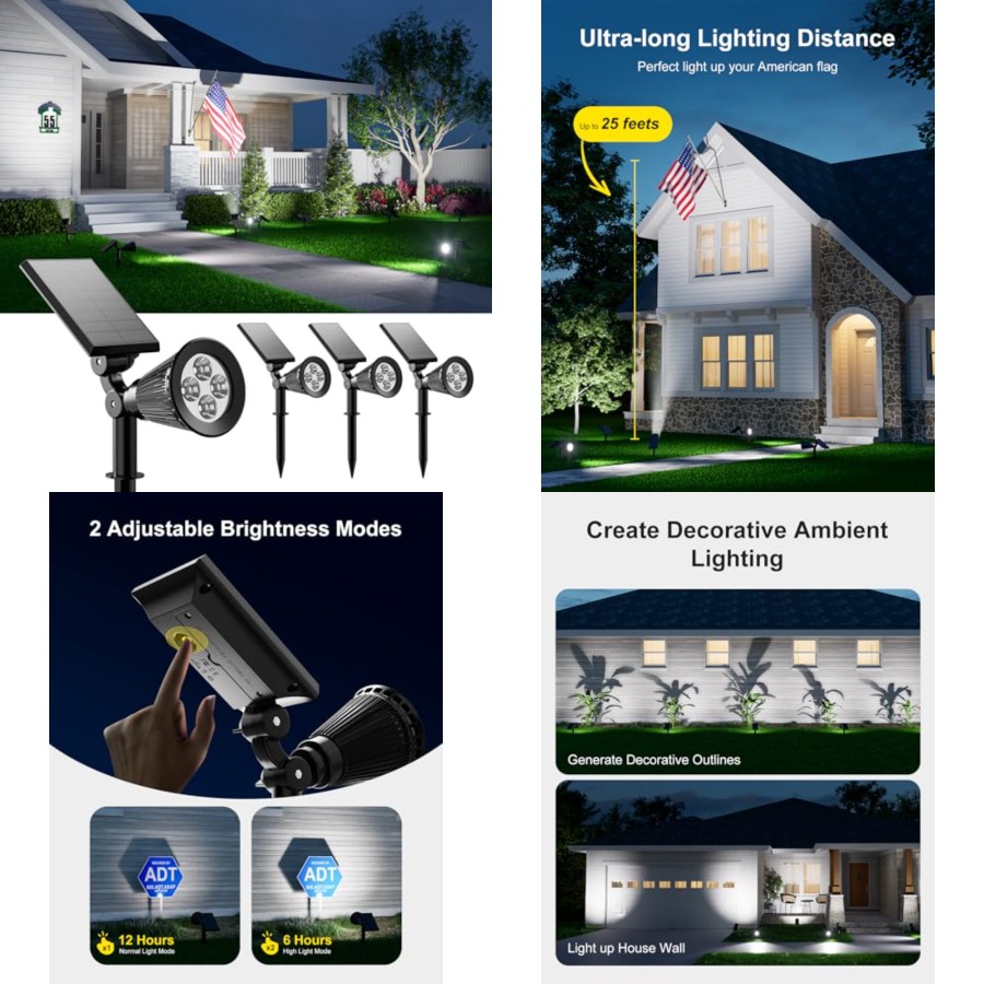 Outdoor Lighting Spotlight - Solar Spotlights Outdoor Waterproof for Tree,