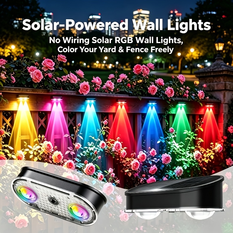Outdoor Lighting With Outlet - RGB Solar Fence Light IP44, 8