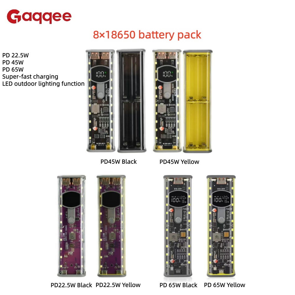 Outdoor Lighting Battery Operated - 8×18650 Battery Case, PD 22.5W/45W/65W Super-Fast