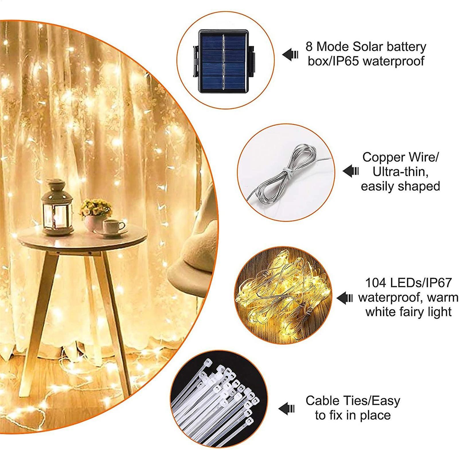 Photocell Outdoor Lighting - Solar Umbrella String Light 104 LED