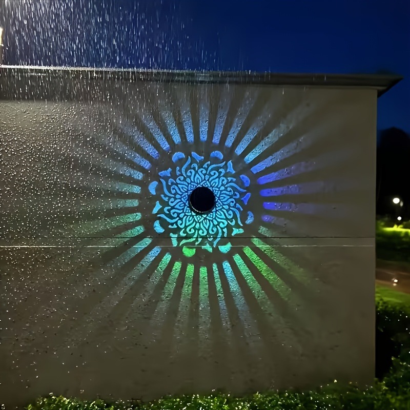 Outdoor Lighting With Outlet - Solar LED Wall Light Mandala Projection