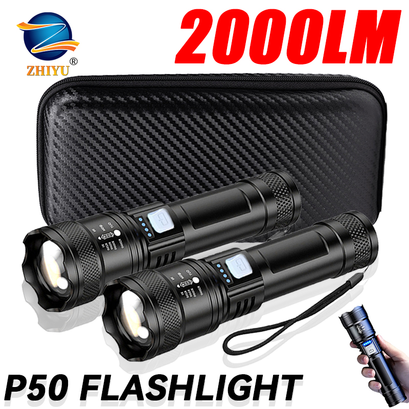 Outdoor Lighting Beacon - Tactical LED Flashlight 2000LM USB Rechargeable