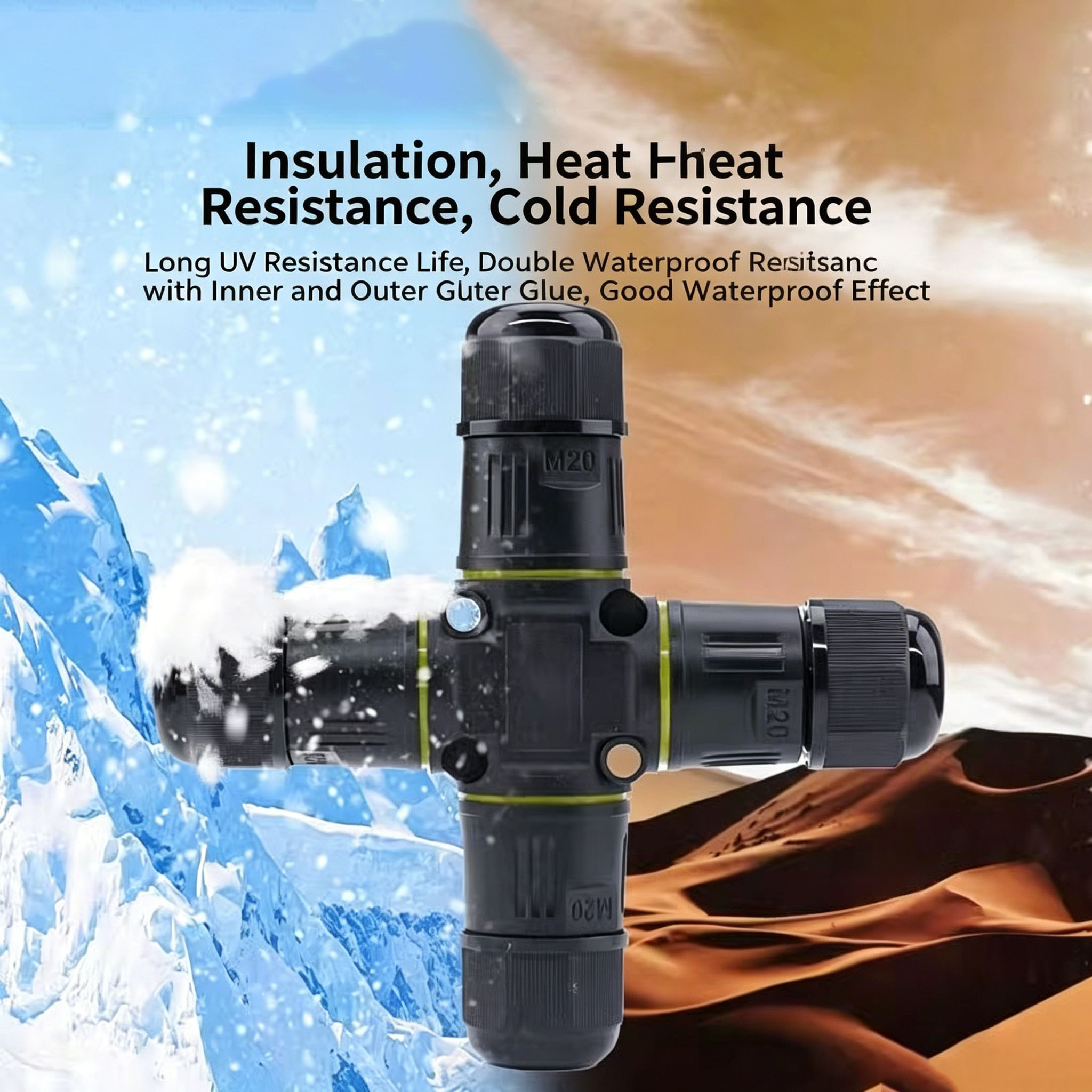 Outdoor Lighting Junction - IP68 4-Way Cross Waterproof Connector,2/3Pin Screw