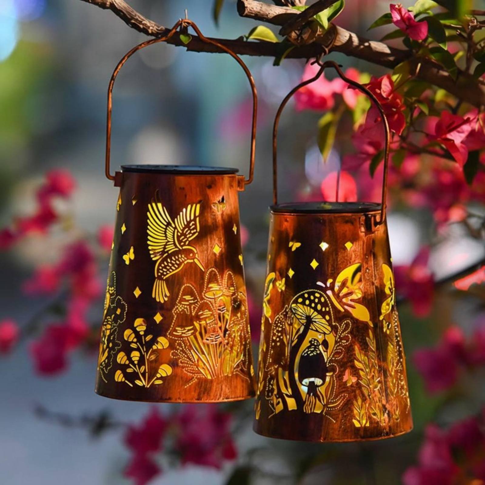 Floral Garden Lantern Pattern  - đánh giá và giá Solar Lantern Hanging