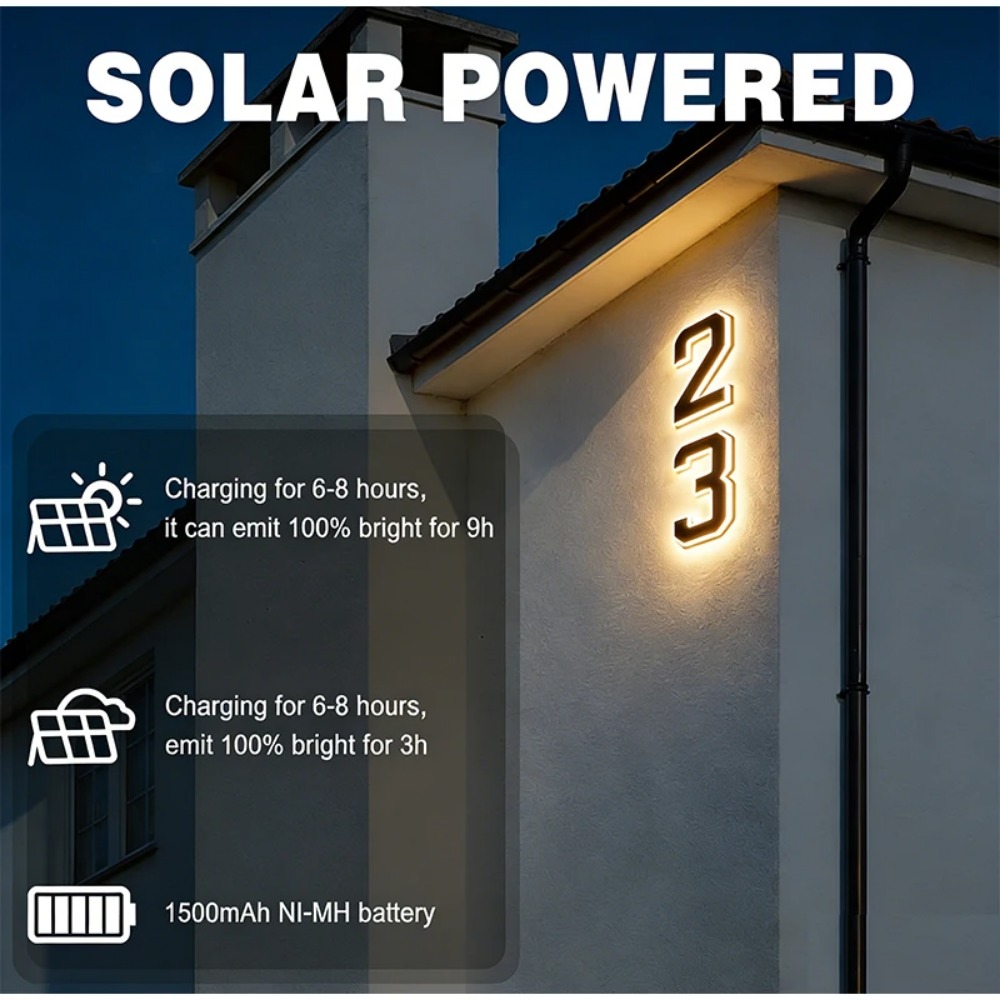 New Solar Address Sign LED Hou - đánh giá và giá Photocell Outdoor Lighting