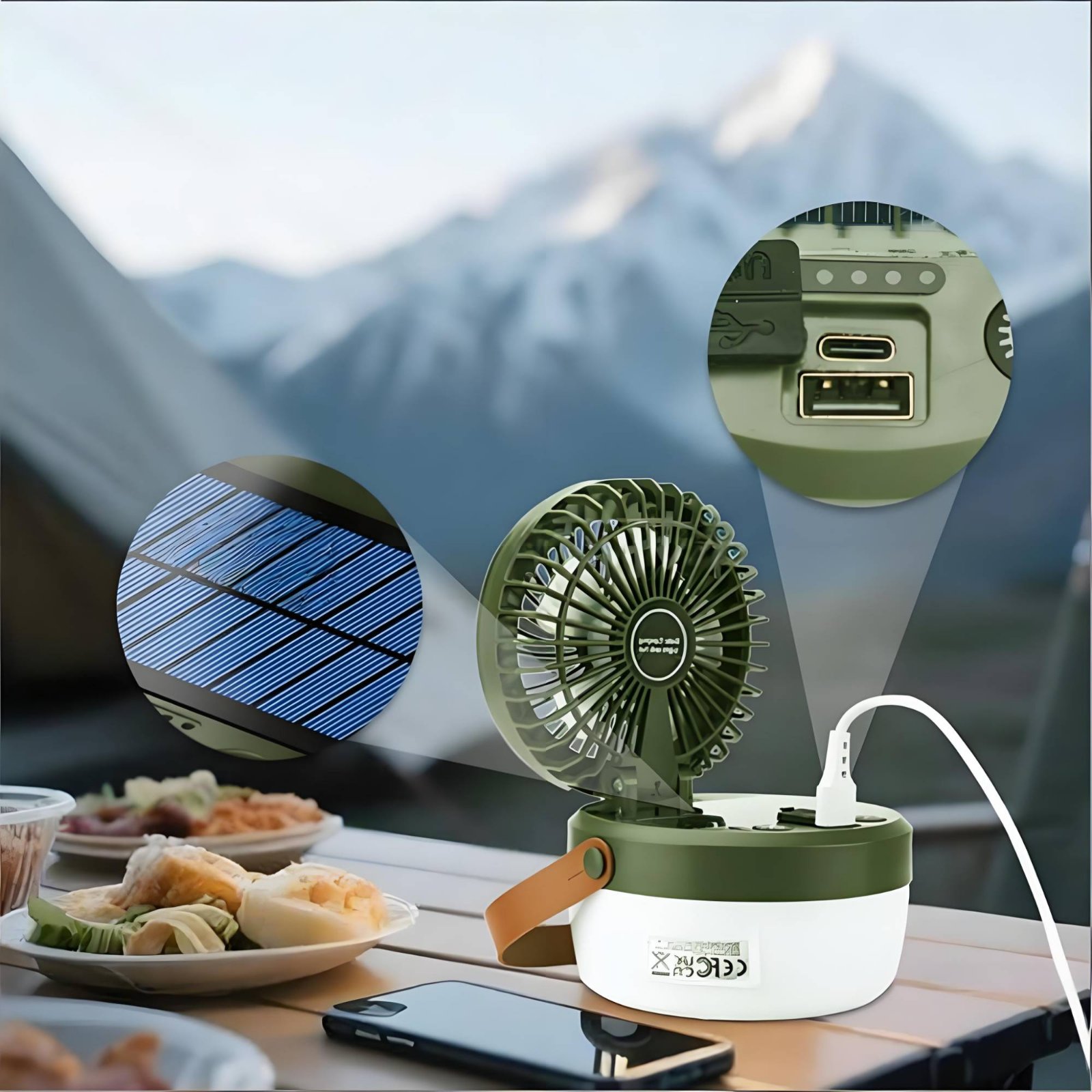 Solar Camping Fan Lantern Fold - đánh giá và giá Solar Lantern Hanging