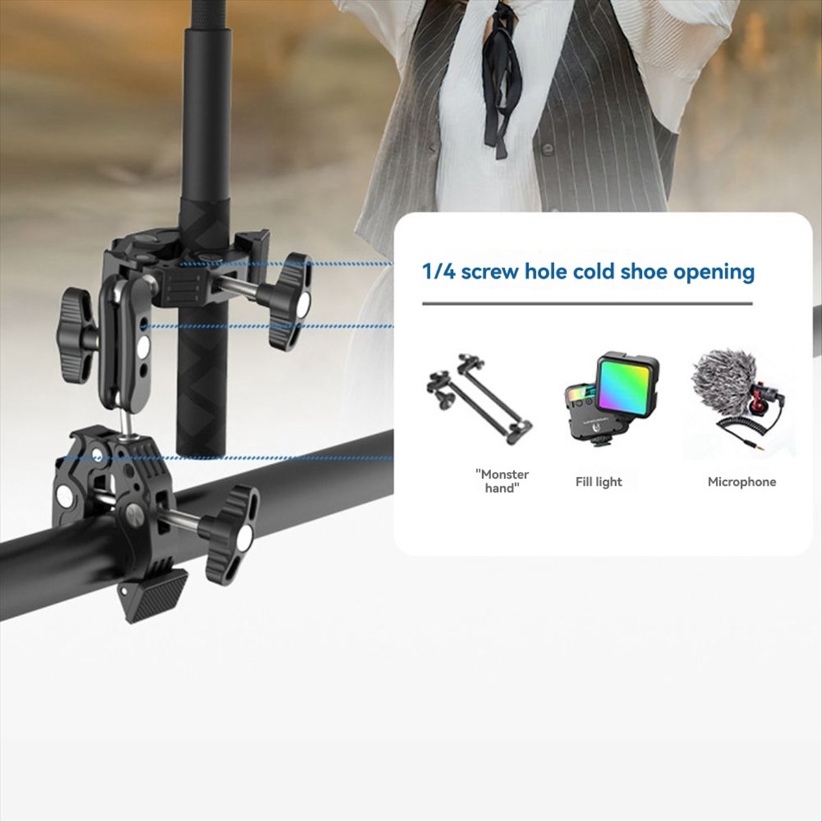 DT77 Super Clamp Articulating  - đánh giá và giá Umbrella Led Clip